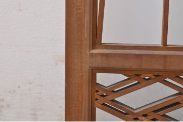 アンティーク建具　片面ガラス　和モダンな雰囲気づくりにおすすめの組子入りガラス書院戸4枚セット(窓、引き戸、ガラス戸)(R-073609)