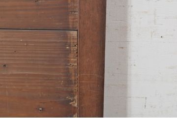 アンティーク建具　欅(ケヤキ)材枠　和の空間を演出する縦桟板戸窓2枚セット(引き戸、格子戸)(R-073612)