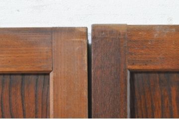 アンティーク建具　総欅(ケヤキ)材　経年を感じさせる木味が魅力の板戸窓2枚セット(引き戸)(R-073615)