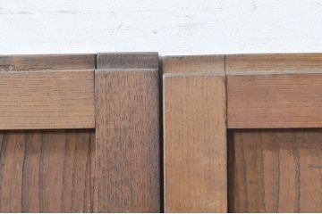 アンティーク建具　総欅(ケヤキ)材　経年を感じさせる木味が魅力の板戸窓2枚セット(引き戸)(R-073615)