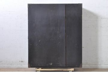 和製アンティーク　角手金具　黒漆塗り　歴史を感じさせる佇まいが魅力的な庄内箪笥(収納箪笥、和タンス、引き出し、サイドチェスト)(R-073624)