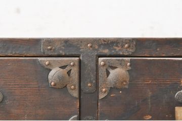 和製アンティーク　時代の流れを感じる佇まいが味わい深い小振りな帳場箪笥(引き出し、収納箪笥、整理タンス、時代箪笥)(R-073634)