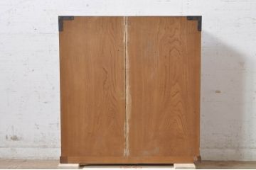 和製アンティーク　総欅(ケヤキ)材　存在感のある金具が魅力的な庄内小箪笥(庄内箪笥、収納箪笥、時代箪笥、引き出し、サイドチェスト)(R-073635)