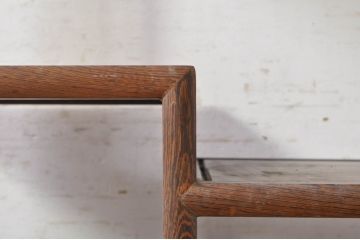 和製ビンテージ　鉄刀木(タガヤサン)　美しい木目とユニークな取っ手のデザインが目を惹く茶棚(違い棚、飾り棚、戸棚、収納棚、ヴィンテージ)(R-073637)