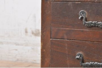 和製アンティーク　欅(ケヤキ)材　檜(ヒノキ)材　昔懐かしい風合いが魅力の両袖机(デスク、文机、座机、ローテーブル、在宅用、在宅ワーク用、作業台)(R-073638)