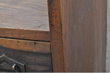 和製アンティーク　上手物!!　欅(ケヤキ)材　黒柿材　凝ったデザインが魅力的!古い商家の帳場机(ローテーブル、文机、簿記机、両袖机、座机、在宅ワーク、在宅用)(R-073641)
