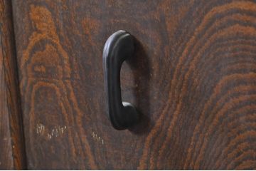 和製アンティーク　古い栓材と檜(ヒノキ)材　上置き棚付き　落ち着きのある佇まいが魅力的な両袖机(デスク、簿記机、文机、在宅ワーク、在宅用)(R-073642)