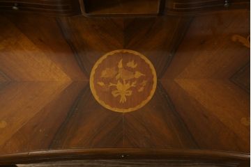 イタリアビンテージ　象嵌入り　拘りあるデザインとエレガントな佇まいが魅力的な猫脚デスク(作業台、ワークデスク、在宅ワーク用、在宅用、ヴィンテージ)(R-073644)