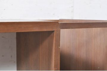 和製ビンテージ　チーク材　温かみのある木味が素敵なガラス天板付きサイドテーブル(コンソールテーブル、飾り台、ヴィンテージ)(R-073646)
