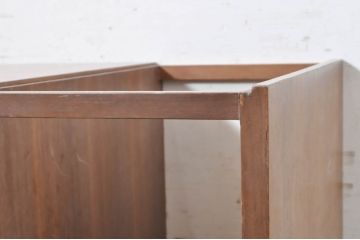和製ビンテージ　チーク材　温かみのある木味が素敵なガラス天板付きサイドテーブル(コンソールテーブル、飾り台、ヴィンテージ)(R-073646)