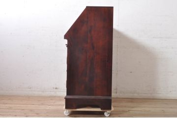 中古　美品　九州民芸家具　深みのある色合いが美しいライティングビューロー(ワークデスク、簿記机、チェスト、在宅用、在宅ワーク用)(R-073647)
