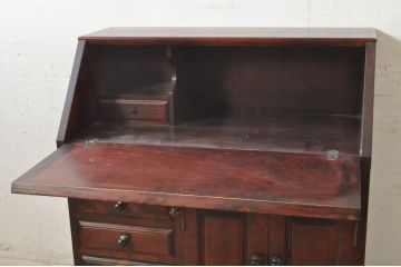 中古　美品　九州民芸家具　深みのある色合いが美しいライティングビューロー(ワークデスク、簿記机、チェスト、在宅用、在宅ワーク用)(R-073647)