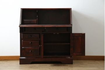 中古　美品　九州民芸家具　深みのある色合いが美しいライティングビューロー(ワークデスク、簿記机、チェスト、在宅用、在宅ワーク用)(R-073647)