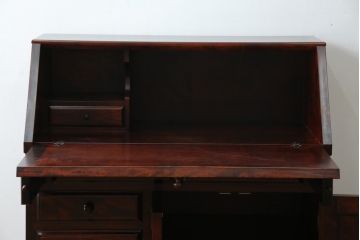中古　美品　九州民芸家具　深みのある色合いが美しいライティングビューロー(ワークデスク、簿記机、チェスト、在宅用、在宅ワーク用)(R-073647)