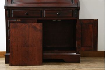 中古　美品　九州民芸家具　深みのある色合いが美しいライティングビューロー(ワークデスク、簿記机、チェスト、在宅用、在宅ワーク用)(R-073647)