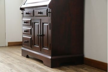 中古　美品　九州民芸家具　深みのある色合いが美しいライティングビューロー(ワークデスク、簿記机、チェスト、在宅用、在宅ワーク用)(R-073647)