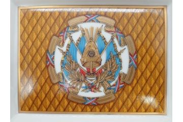 フランス　HERMES(エルメス)　珍しい柄!ゴールドを基調とした上品なデザインのアッシュトレイ(灰皿、トレー、プレート)(R-073654)
