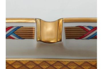 フランス　HERMES(エルメス)　珍しい柄!ゴールドを基調とした上品なデザインのアッシュトレイ(灰皿、トレー、プレート)(R-073654)