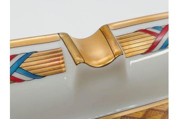 フランス　HERMES(エルメス)　珍しい柄!ゴールドを基調とした上品なデザインのアッシュトレイ(灰皿、トレー、プレート)(R-073654)
