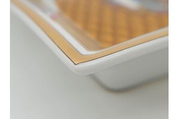 フランス　HERMES(エルメス)　珍しい柄!ゴールドを基調とした上品なデザインのアッシュトレイ(灰皿、トレー、プレート)(R-073654)