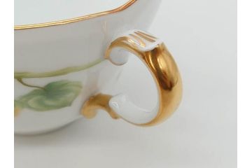 レア　大倉陶園(OKURA、OAC)　手描き　碗皿暦　ほおずき　小花　ブルーインペリアル　それぞれ個性豊かで華やかな空間を演出するカップ&ソーサー・ミニプレート5枚セット(レリーフ、小皿、金彩、HAND PAINTED、C&S、洋食器)(R-073655)