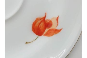 レア　大倉陶園(OKURA、OAC)　手描き　碗皿暦　ほおずき　小花　ブルーインペリアル　それぞれ個性豊かで華やかな空間を演出するカップ&ソーサー・ミニプレート5枚セット(レリーフ、小皿、金彩、HAND PAINTED、C&S、洋食器)(R-073655)