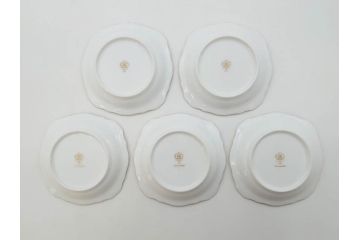 レア　大倉陶園(OKURA、OAC)　手描き　碗皿暦　ほおずき　小花　ブルーインペリアル　それぞれ個性豊かで華やかな空間を演出するカップ&ソーサー・ミニプレート5枚セット(レリーフ、小皿、金彩、HAND PAINTED、C&S、洋食器)(R-073655)