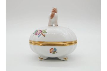 ヘレンド　ハンガリー　HEREND HVNGARY　干支　馬　猪　鮮やかな色彩と可愛らしいデザインが魅力的なボンボニエール2個セット(ウマ、イノシシ、HUNGARY、ヴィクトリア・プレーン、小筺、ボンボン、小物入れ、洋食器)(R-073656)