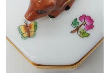 ヘレンド　ハンガリー　HEREND HVNGARY　干支　馬　猪　鮮やかな色彩と可愛らしいデザインが魅力的なボンボニエール2個セット(ウマ、イノシシ、HUNGARY、ヴィクトリア・プレーン、小筺、ボンボン、小物入れ、洋食器)(R-073656)