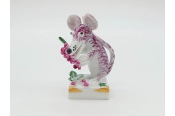 ドイツ　マイセン　Meissen　子　亥　細部までこだわりを感じるキュートなミニ干支人形2体セット(鼠、ねずみ、ネズミ、猪、いのしし、イノシシ、置物、フィギュリン)(R-073659)