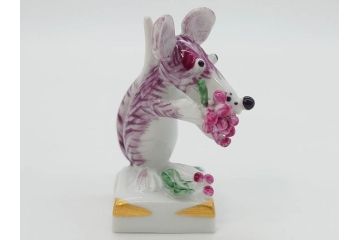 ドイツ　マイセン　Meissen　子　亥　細部までこだわりを感じるキュートなミニ干支人形2体セット(鼠、ねずみ、ネズミ、猪、いのしし、イノシシ、置物、フィギュリン)(R-073659)