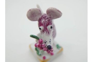 ドイツ　マイセン　Meissen　子　亥　細部までこだわりを感じるキュートなミニ干支人形2体セット(鼠、ねずみ、ネズミ、猪、いのしし、イノシシ、置物、フィギュリン)(R-073659)