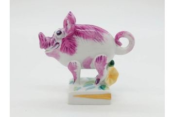 ドイツ　マイセン　Meissen　子　亥　細部までこだわりを感じるキュートなミニ干支人形2体セット(鼠、ねずみ、ネズミ、猪、いのしし、イノシシ、置物、フィギュリン)(R-073659)