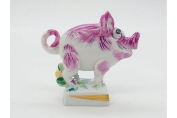 ドイツ　マイセン　Meissen　子　亥　細部までこだわりを感じるキュートなミニ干支人形2体セット(鼠、ねずみ、ネズミ、猪、いのしし、イノシシ、置物、フィギュリン)(R-073659)