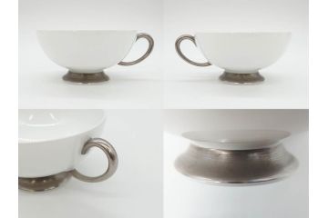 大倉陶園(OKURA、OAC)　碗皿暦　雨(水無月)　ハンドペイント・ピンクローズ　馬　Limited Edition　華やかな色彩と様々なデザインが楽しめるカップ&ソーサー4客セット(金彩、HAND PAINTED、薔薇、バラ、ばら、デミタス、うま、ウマ、ホース、C&S、洋食器)(R-073661)