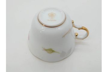 大倉陶園(OKURA、OAC)　碗皿暦　雨(水無月)　ハンドペイント・ピンクローズ　馬　Limited Edition　華やかな色彩と様々なデザインが楽しめるカップ&ソーサー4客セット(金彩、HAND PAINTED、薔薇、バラ、ばら、デミタス、うま、ウマ、ホース、C&S、洋食器)(R-073661)