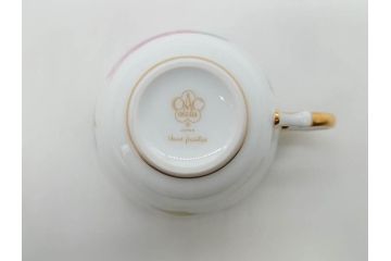 大倉陶園(OKURA、OAC)　碗皿暦　雨(水無月)　ハンドペイント・ピンクローズ　馬　Limited Edition　華やかな色彩と様々なデザインが楽しめるカップ&ソーサー4客セット(金彩、HAND PAINTED、薔薇、バラ、ばら、デミタス、うま、ウマ、ホース、C&S、洋食器)(R-073661)
