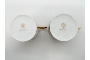 大倉陶園(OKURA、OAC)　碗皿暦　雨(水無月)　ハンドペイント・ピンクローズ　馬　Limited Edition　華やかな色彩と様々なデザインが楽しめるカップ&ソーサー4客セット(金彩、HAND PAINTED、薔薇、バラ、ばら、デミタス、うま、ウマ、ホース、C&S、洋食器)(R-073661)