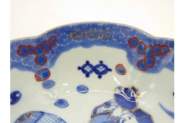 江戸期　太明年製　伊万里　染付　福の神　大黒天　豆まき　鬼は外　約18cm　5.7寸　縁起の良い絵柄が目を惹く深鉢(大明年製、深皿、和皿、和食器、五寸七分)(R-073662)