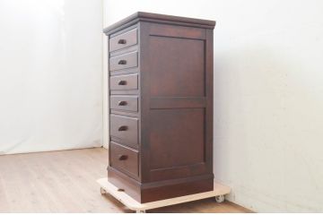 中古　美品!!　松本民芸家具　シックな佇まいが魅力的なチェスト(収納箪笥、整理箪笥、引き出し、サイドチェスト)(定価約26万円)(R-073667)