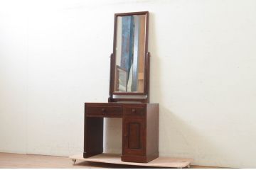 中古　美品　松本民芸家具　直線的でシンプルなデザインが美しいドレッサー(鏡台、化粧台、ミラー)(R-073675)