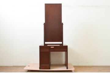 中古　美品　松本民芸家具　直線的でシンプルなデザインが美しいドレッサー(鏡台、化粧台、ミラー)(R-073675)