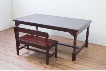 中古　美品　松本民芸家具　シンプルなデザインが取り入れやすいベンチ(板座チェア、椅子、イス)(R-073677)