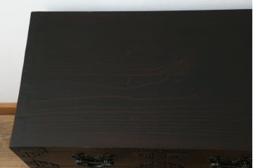 中古　美品　落ち着いた深い色味が魅力的なアンティーク調和箪笥(時代箪笥、衣装箪笥、収納箪笥、整理箪笥、タンス、引き出し)(R-073680)
