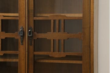 和製アンティーク　大正ロマン　栓材　昔懐かしい雰囲気の温かみのある本箱(ブックケース、戸棚、収納棚、飾り棚)(R-073681)