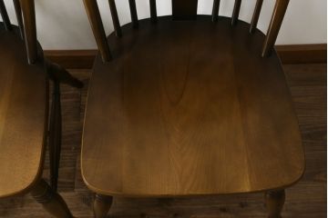 中古　美品　飛騨産業　キツツキマーク　木のぬくもりを感じるダイニングチェア4脚セット(板座チェア、椅子、イス、いす)(R-073686)
