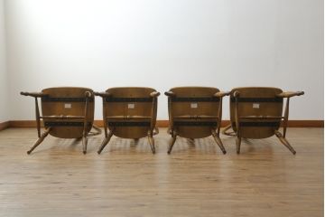 中古　美品　飛騨産業　キツツキマーク　木のぬくもりを感じるダイニングチェア4脚セット(板座チェア、椅子、イス、いす)(R-073686)