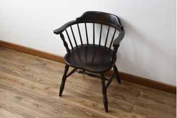 和製ビンテージ　松本民芸家具　#91型　落ち着きのある大人カフェ風インテリアが叶うキャプテンチェア(アームチェア、板座チェア、椅子、ダイニングチェア、イス、ヴィンテージ)(R-073699)