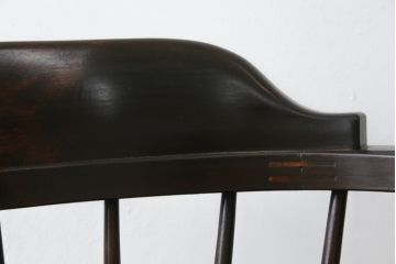 和製ビンテージ　松本民芸家具　#91型　落ち着きのある大人カフェ風インテリアが叶うキャプテンチェア(アームチェア、板座チェア、椅子、ダイニングチェア、イス、ヴィンテージ)(R-073699)