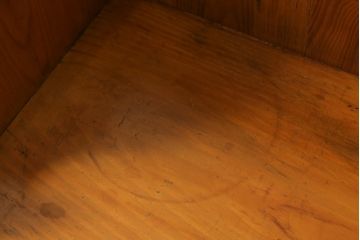 和製アンティーク　レトロな雰囲気溢れる結霜ガラス本箱(戸棚、収納棚、飾り棚、ブックケース、サイドキャビネット)(R-073705)